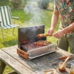 BARBECUE PORTATILE A CARBONE CON VASCHETTA RIMOVIBILE, IN ACCIAIO INOX E METALLO, 50.5X34X33 CM, NERO