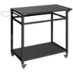 Carrello Barbecue, 2 Ripiani, Supporto Pizza, Portasacchi e Ganci, Nero.