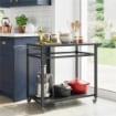 Carrello Barbecue, 2 Ripiani, Supporto Pizza, Portasacchi e Ganci, Nero.