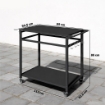 Carrello Barbecue, 2 Ripiani, Supporto Pizza, Portasacchi e Ganci, Nero.