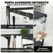 Carrello Barbecue, 2 Ripiani, Supporto Pizza, Portasacchi e Ganci, Nero.