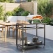 Carrello Barbecue, 2 Ripiani, Supporto Pizza, Portasacchi e Ganci, Nero.