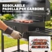 BARBECUE A CARBONE A ROTELLE CON GRIGLIA REGOLABILE E RIPIANI PIEGHEVOLI, IN ACCIAIO E PP, 133.5X65X110 CM, NERO