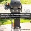 Barbecue a Gas Propano con 2 Bruciatori, Portatile, Termometro, Nero