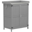 ARMADIETTO DA ESTERNO, CAPANNO PORTA ATTREZZI CON MENSOLA, IN LEGNO CON 2 ANTE PER GIARDINO, PATIO, GRIGIO
