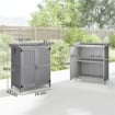 ARMADIETTO DA ESTERNO, CAPANNO PORTA ATTREZZI CON MENSOLA, IN LEGNO CON 2 ANTE PER GIARDINO, PATIO, GRIGIO