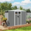CAPANNO DA GIARDINO PORTA ATTREZZI IN ACCIAIO ZINCATO CON 2 PORTE, 246X117X180 CM, GRIGIO CHIARO