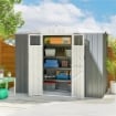 CAPANNO DA GIARDINO PORTA ATTREZZI IN ACCIAIO ZINCATO CON 2 PORTE, 246X117X180 CM, GRIGIO CHIARO