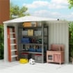 CAPANNO DA GIARDINO PORTA ATTREZZI IN ACCIAIO ZINCATO CON 2 PORTE, 246X117X180 CM, GRIGIO CHIARO