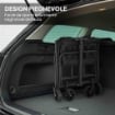Carrello da Giardino 62L Pieghevole con Maniglia Regolabile, in Metallo e Tessuto Oxford, 76x48x86 cm, Nero