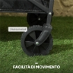 Carrello da Giardino 62L Pieghevole con Maniglia Regolabile, in Metallo e Tessuto Oxford, 76x48x86 cm, Nero