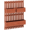 Fioriera Verticale a Doghe con 3 Vasi Rimovibili, in Legno di Abete, 60x16x80 cm, Marrone