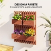 Fioriera Verticale a Doghe con 3 Vasi Rimovibili, in Legno di Abete, 60x16x80 cm, Marrone