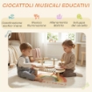 Set di Strumenti Musicali per Bambini da 2+ Anni con Tamburi e Xilofono, Colore Legno