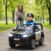 AUTO ELETTRICA PER BAMBINI DELLA POLIZIA CON TELECOMANDO DOPPIO MOTORE SIRENA SOSPENSIONI SU 4 RUOTE E FARI NERO