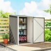 Casetta da Giardino Porta Attrezzi in Acciaio Galvanizzato con Porta a Battente, 100x104x160 cm, Grigio Chiaro