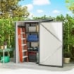 Casetta da Giardino Porta Attrezzi in Acciaio Galvanizzato con Porta a Battente, 100x104x160 cm, Grigio Chiaro