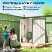 Casetta da Giardino Porta Attrezzi in Acciaio Galvanizzato con Porta a Battente, 100x104x160 cm, Grigio Chiaro