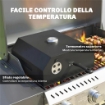 Mini Forno per Pizza in Metallo con Pietra in Cordierite e Termometro, 53x40x18.5 cm, Nero