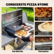 Mini Forno per Pizza in Metallo con Pietra in Cordierite e Termometro, 53x40x18.5 cm, Nero