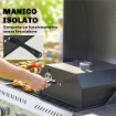 Mini Forno per Pizza in Metallo con Pietra in Cordierite e Termometro, 53x40x18.5 cm, Nero
