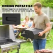 Mini Forno per Pizza in Metallo con Pietra in Cordierite e Termometro, 53x40x18.5 cm, Nero