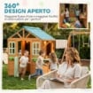 Casetta da Giardino per Bambini Finestra, Snack Bar, Mezza Porta, Portavasi, Telo Bersaglio, 4 Palline, Lavagna