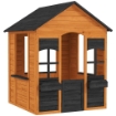 CASETTA IN LEGNO BAMBINI CON VASI FIORI, PER GIOCO ESTERNO/INTERNO, ETÀ 3-8, MARRONE
