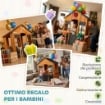 CASETTA IN LEGNO BAMBINI CON VASI FIORI, PER GIOCO ESTERNO/INTERNO, ETÀ 3-8, MARRONE