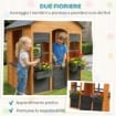 CASETTA IN LEGNO BAMBINI CON VASI FIORI, PER GIOCO ESTERNO/INTERNO, ETÀ 3-8, MARRONE