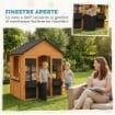 CASETTA IN LEGNO BAMBINI CON VASI FIORI, PER GIOCO ESTERNO/INTERNO, ETÀ 3-8, MARRONE