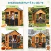 CASETTA IN LEGNO BAMBINI CON VASI FIORI, PER GIOCO ESTERNO/INTERNO, ETÀ 3-8, MARRONE