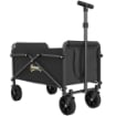Carrello da Giardino Pieghevole da 41L con 4 Ruote, Carrello da Campeggio in Metallo e Tessuto Oxford con Borsa da Trasporto e Maniglia Girevole e Regolabile, Nero