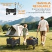 Carrello da Giardino Pieghevole da 41L con 4 Ruote, Carrello da Campeggio in Metallo e Tessuto Oxford con Borsa da Trasporto e Maniglia Girevole e Regolabile, Nero