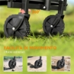 Carrello da Giardino Pieghevole da 41L con 4 Ruote, Carrello da Campeggio in Metallo e Tessuto Oxford con Borsa da Trasporto e Maniglia Girevole e Regolabile, Nero