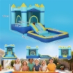 Castello Gonfiabile per Bambini 4 in 1, Scivolo, Trampolino, Piscina Palline/Acqua, Canestro, 3-8 Anni, Blu