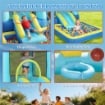 Castello Gonfiabile per Bambini 4 in 1, Scivolo, Trampolino, Piscina Palline/Acqua, Canestro, 3-8 Anni, Blu