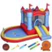Castello Gonfiabile per Bambini con Scivolo, Piscina/Palline, Canestro da Basket e Soffiatore