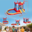 Castello Gonfiabile per Bambini con Scivolo, Piscina/Palline, Canestro da Basket e Soffiatore