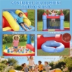 Castello Gonfiabile per Bambini con Scivolo, Piscina/Palline, Canestro da Basket e Soffiatore