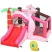 CASTELLO GONFIABILE PER BAMBINI CON SCIVOLO, TRAMPOLINO, VASCA DI PALLINE E CANESTRO BASKET, 255X230X196 CM, ROSA