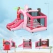 CASTELLO GONFIABILE PER BAMBINI CON SCIVOLO, TRAMPOLINO, VASCA DI PALLINE E CANESTRO BASKET, 255X230X196 CM, ROSA