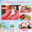 CASTELLO GONFIABILE PER BAMBINI CON SCIVOLO, TRAMPOLINO, VASCA DI PALLINE E CANESTRO BASKET, 255X230X196 CM, ROSA