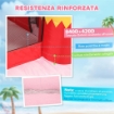 CASTELLO GONFIABILE PER BAMBINI CON SCIVOLO, TRAMPOLINO, VASCA DI PALLINE E CANESTRO BASKET, 255X230X196 CM, ROSA