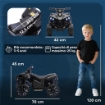 QUAD ELETTRICO PER BAMBINI ATV CON BATTERIA RICARICABILE 6V, FARI LED E MUSICA, ETÀ 3-6 ANNI, NERO