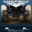 QUAD ELETTRICO PER BAMBINI ATV CON BATTERIA RICARICABILE 6V, FARI LED E MUSICA, ETÀ 3-6 ANNI, BIANCO