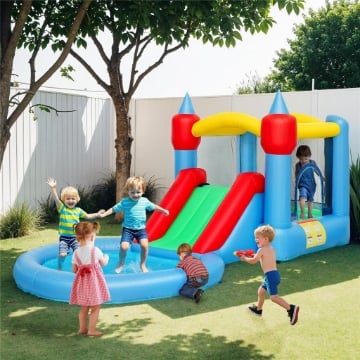 Castello Gonfiabile Trampolino 4 in 1, Scivolo, 415x205x190cm, Multicolore