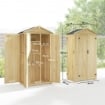 ARMADIO DA GIARDINO A 3 ANTE CON 4 RIPIANI E GANCI, IN LEGNO DI ABETE, 93X53X168 CM, COLOR LEGNO