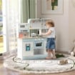 CUCINA GIOCATTOLO PER BAMBINI 3+ ANNI IN LEGNO, FORNELLO INTERATTIVO, FORNO E MACCHINA CAFFÞ, BIANCO