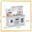 CUCINA GIOCATTOLO PER BAMBINI 3+ ANNI IN LEGNO, FORNELLO INTERATTIVO, FORNO E MACCHINA CAFFÞ, BIANCO